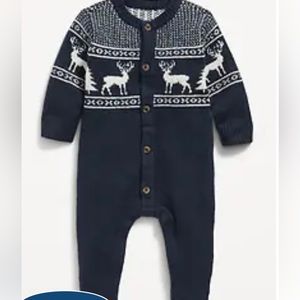 Unisex Button-Front Fair Isle One-Piece for Baby